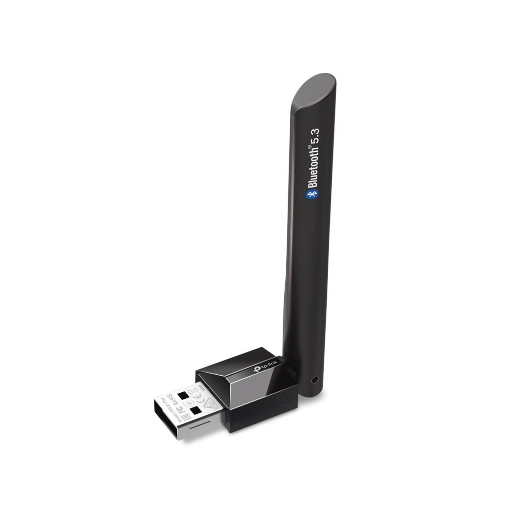 TP-Link USB Bluetooth Adapter for PC, Bluetooth 5.3 Long Range Receiver, Plug and Play, Adjustable Antenna, Supports Windows 11/10/8.1/7 for Desktop, Laptop, PS5/PS4/Xbox Controller (UB500 Plus)