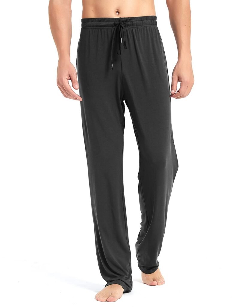 Idtswch 36" inseam Long Inseam Men's Tall Extra Long Pajama Pants,Lounge Jogger Yoga Pants,Sleepwear with Pockets for Men Black
