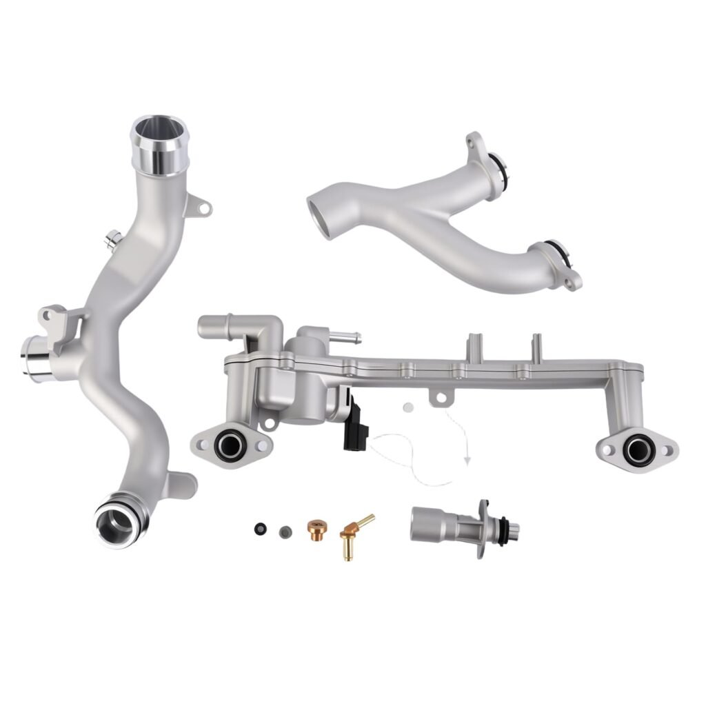 (Only Fit 5.0L V8) Aluminum Coolant Pipes Kit, with Heater Manifold Tube & Crossover Pipe, Water Cooling Hose Fit for 2010-2020 Land Rover LR4, Range Rover Sport, Part# LR122709