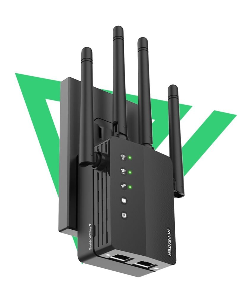 WiFi Extender, Long Range WiFi Repeater, WiFi Range Extender, Covers Up to 12880 Sq.ft, Easy Set Up for Home, WiFi Extender Signal Booster, Dual Band Wireless Booster