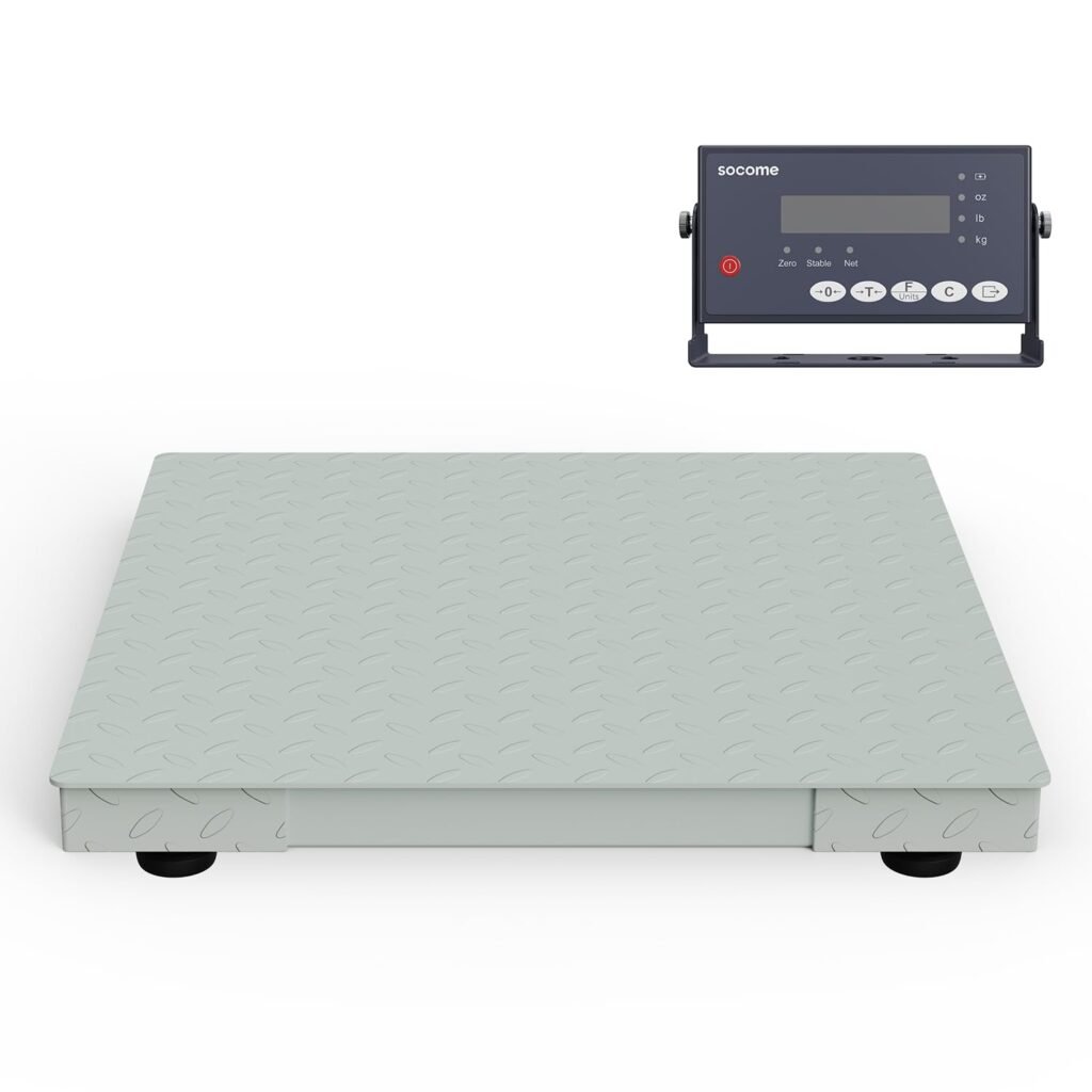 SOCOME 24"x24" Industrial Floor Scales, Professional Pallet Scale with Digital Display Indicator, Heavy Duty Weighing Scale for Floor Bench Office Weight Weighing, 2500 lb x 1 lb, Cyan