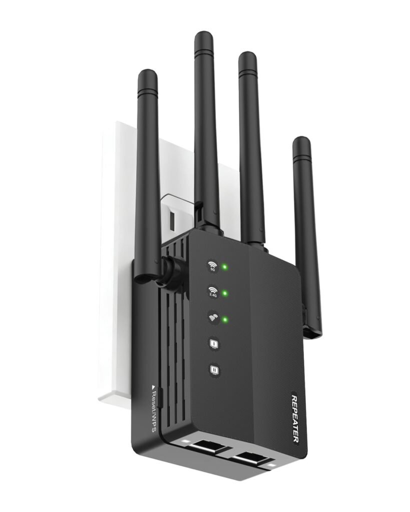 12880 Sq.Ft WiFi Extender Signal Booster, 1200Mbps WiFi Repeater, 105-Device Support, Simple Install, WiFi Extender with Wide Compatibility