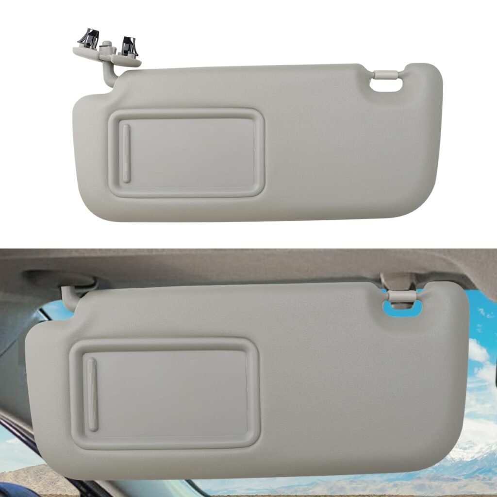 INTGET Sun Visor for Toyota Corolla (2007-2013) - Beige, Driver Side with Mirror