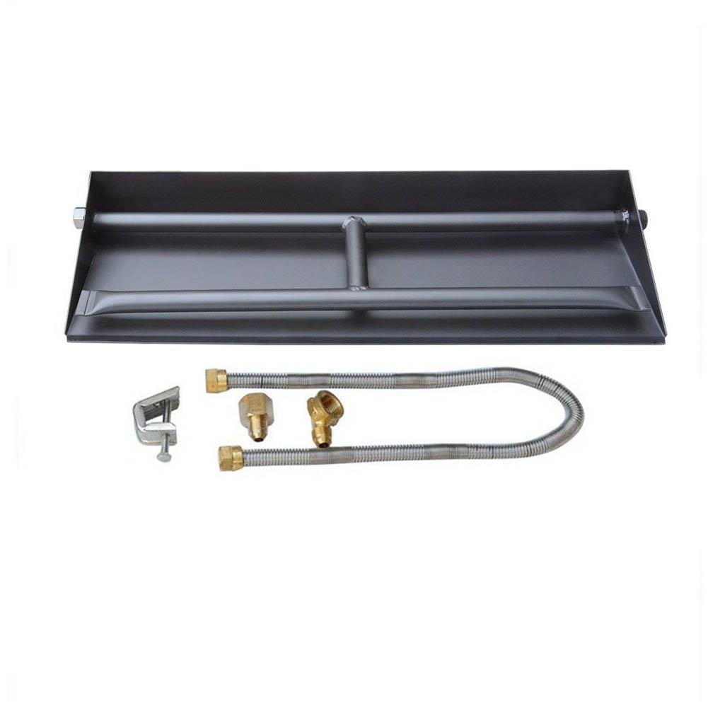 Stanbroil 20.5 Inch Gas Fireplace Dual Burner Pan Kit, Black Steel