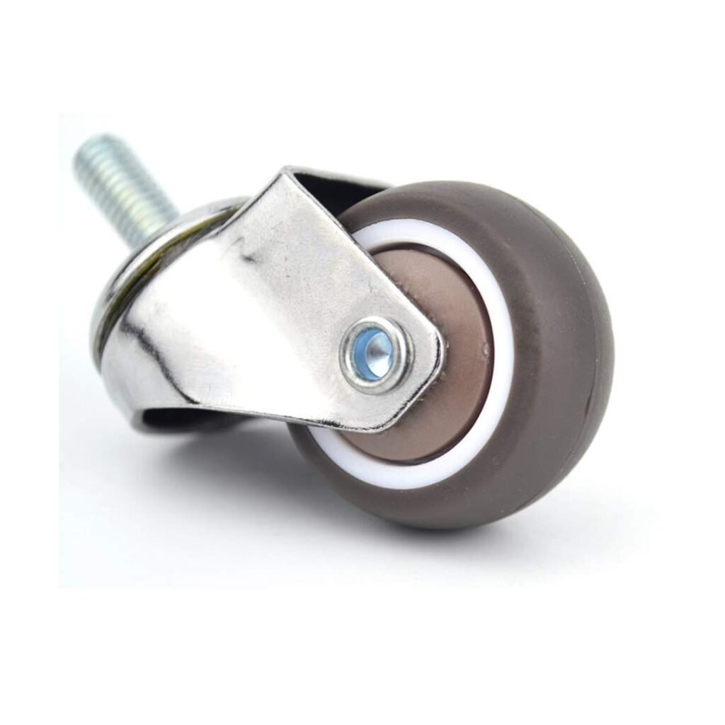 uoboeuq 4-Pack 1 Inch Small Tiny Shopping Cart Wheel Swivel Caster Wheels Soft Rubber TPE M6x 15mm