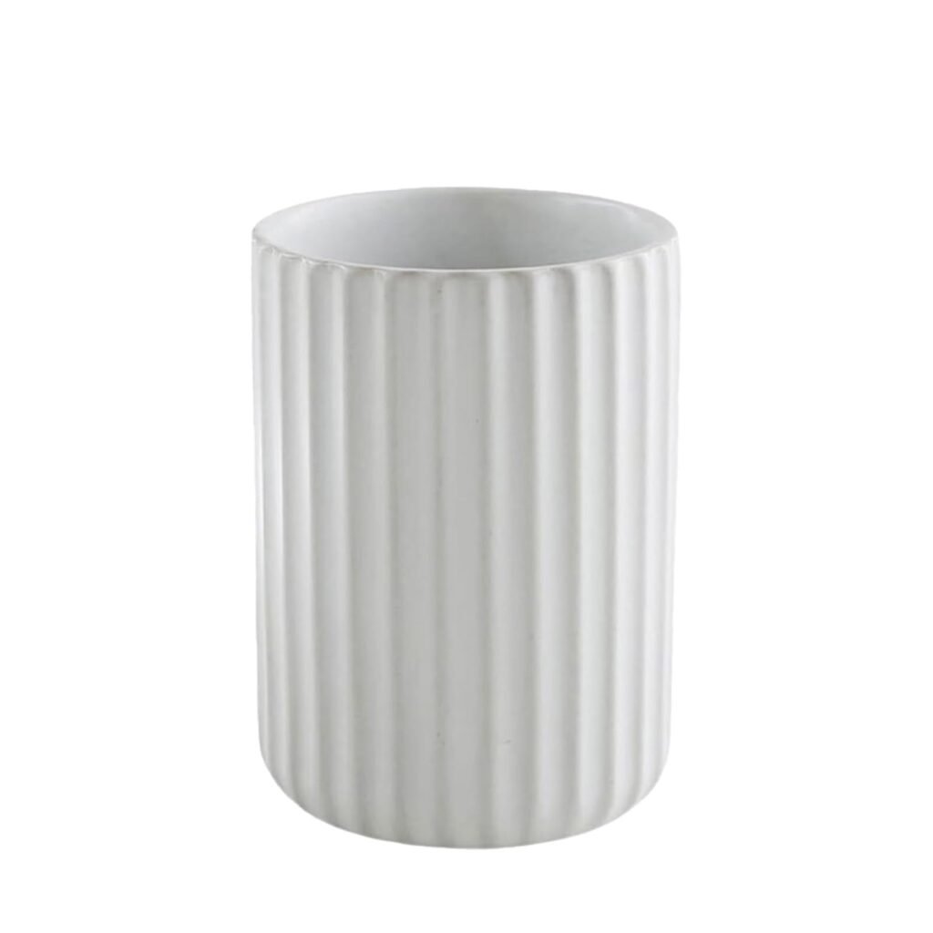LILITURF Nordic Ceramic Mug, Japanese Tea Cup 10oz Striped Cup No Handle Drinking Cup for Latte Milk