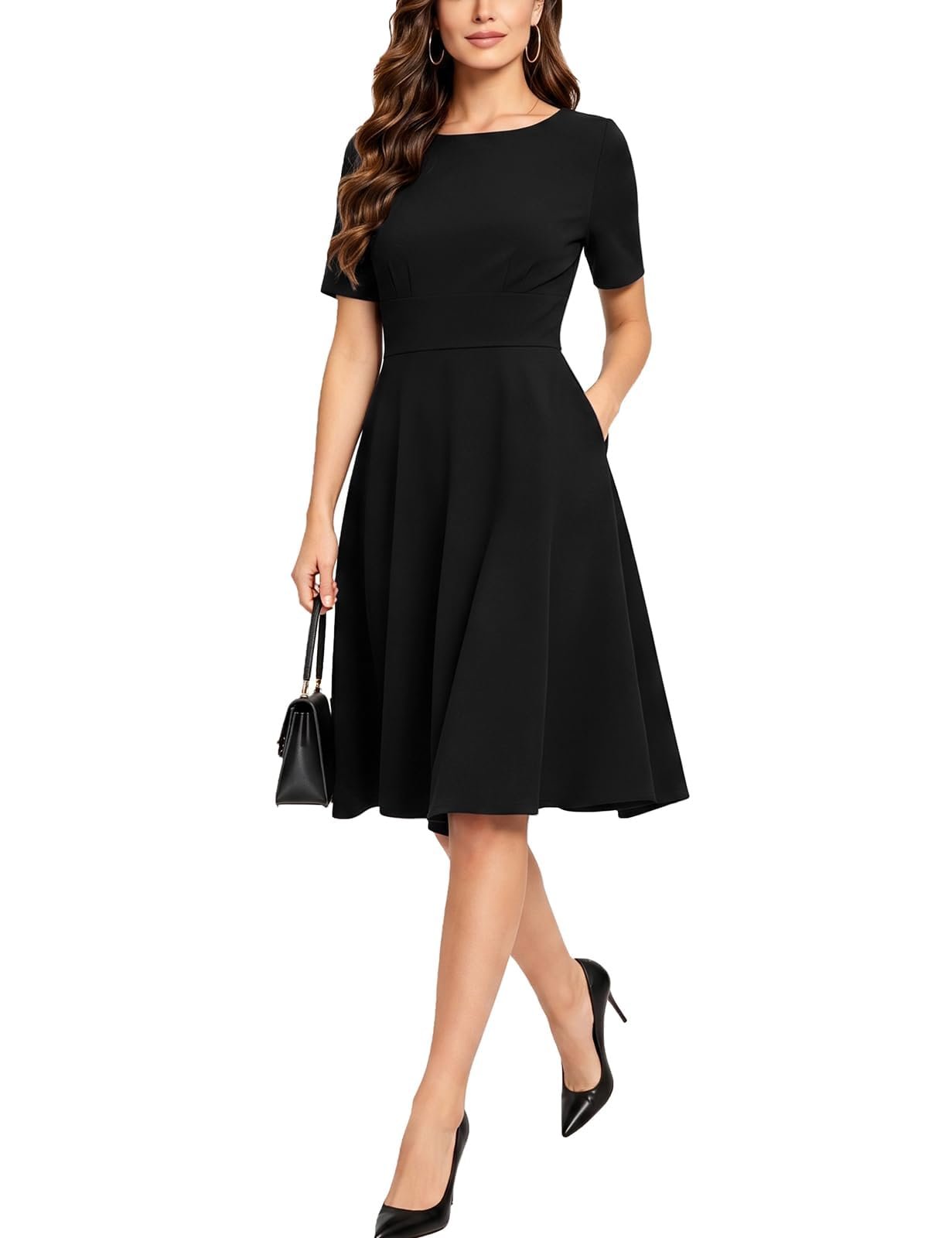Belle Poque A-Line Cocktail Dress with Pockets - Black M