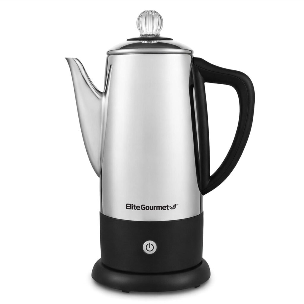 Elite Gourmet EC812 Electric 12-Cup Coffee Percolator with Keep Warm, Clear Brew Progress Knob