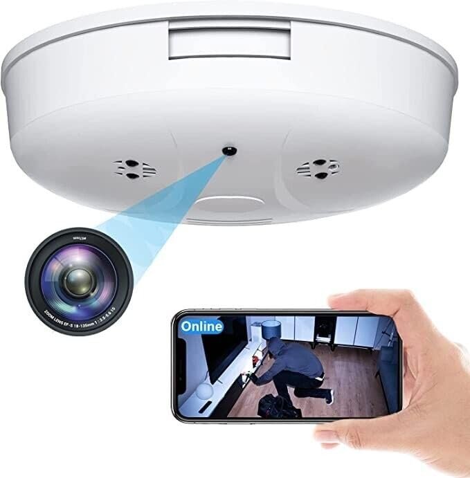 ARMIDO WiFi Spy Smoke Camera HD 1080P Hidden Nanny Cam with Motion Detection Night Vision Indoor Cameras for Home Security