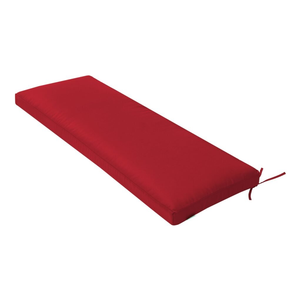 QILLOWAY Indoor/Outdoor Bench Cushion, Thick Upholstery Foam Couch Swing Pads with Ties,48-Inches,Red