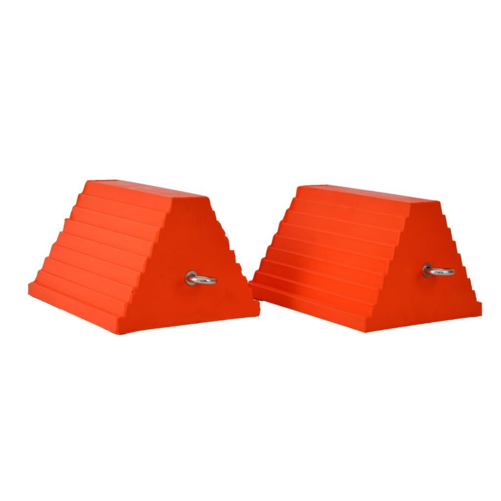 Tiousmoky Wheel Chocks, Heavy Duty Wheel Chock with Handle?Rubber Wheel Chocks for Boat Trailers, RV, Truck, Camper, 2 Pack (Orange)