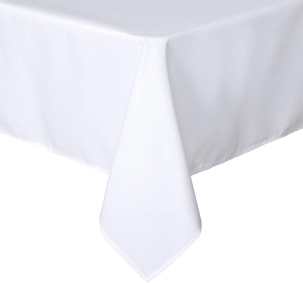 sancua Rectangle Tablecloth - 70 x 90 Inch - Stain and Wrinkle Resistant Washable Polyester Table Cloth, Decorative Fabric Table Cover for Dining Tables, Buffet Parties and Camping, White