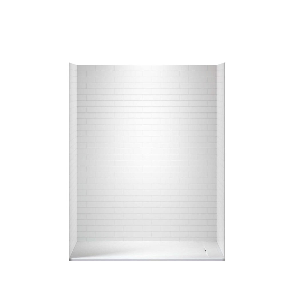 WOODBRIDGE 60 in. L x 32 in. W x 75 in. H Alcove Solid Surface Shower Combo Kits with Glue Up Shower