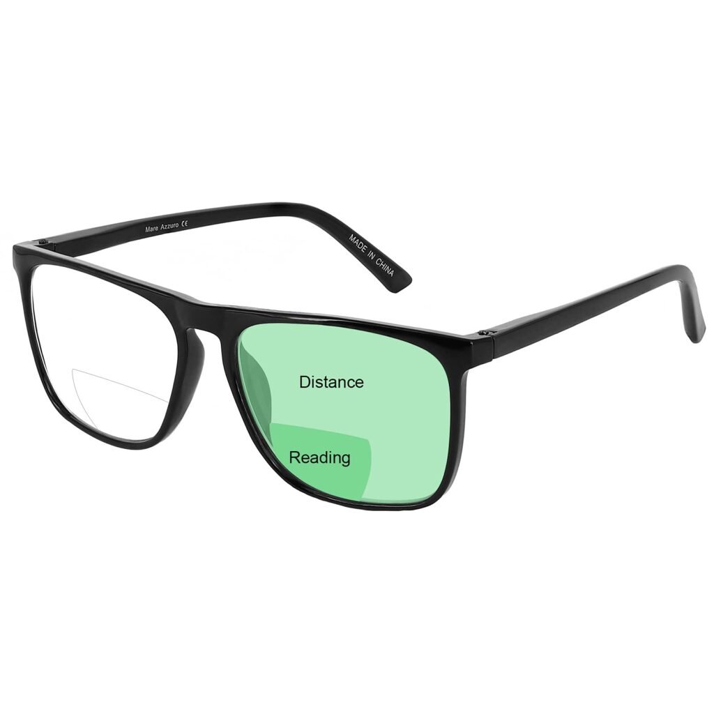 MARE AZZURO Large Bifocal Reading Glasses Men Blue Light Blocking Readers Square Reader 0 1.0 1.5