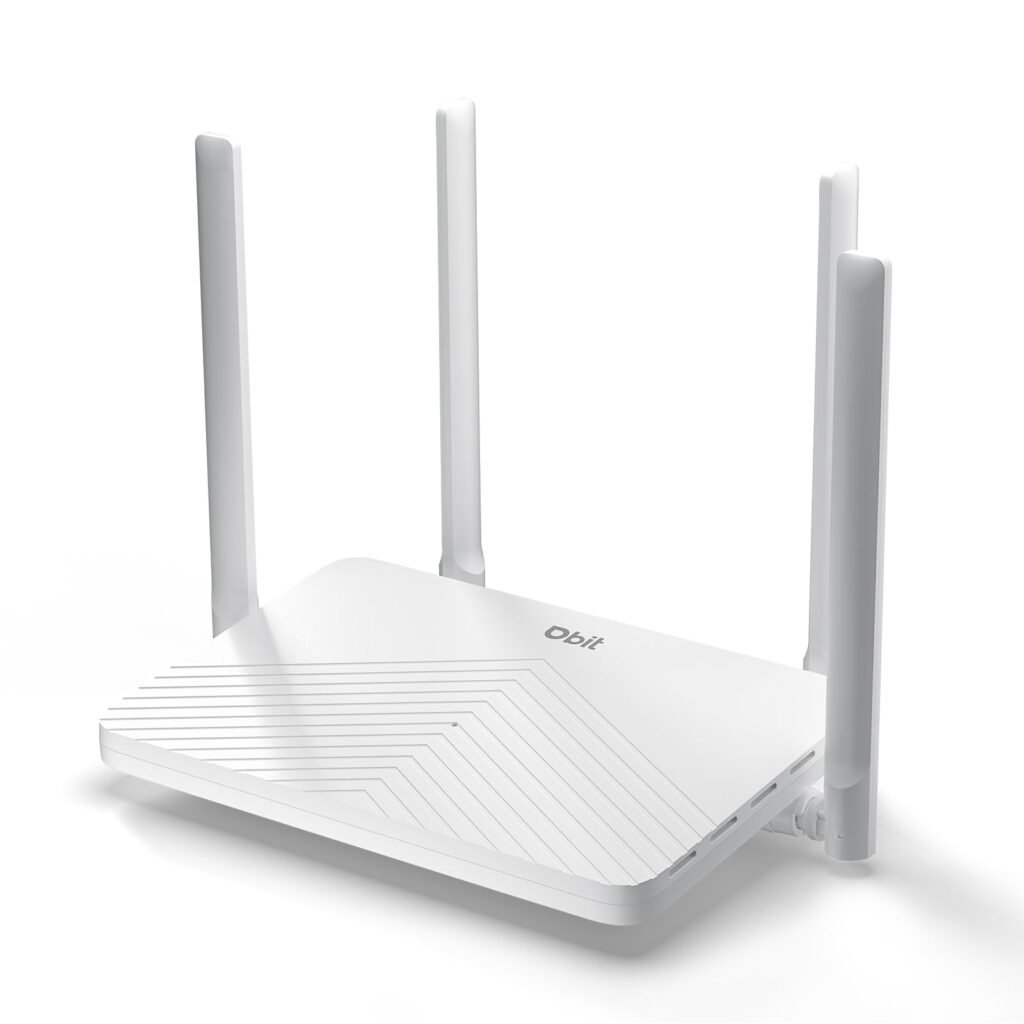 DBIT AC1200 Gigabit WiFi Router, 2.4GHz + 5GHz Dual Band MU-MIMO, 4x1000Mbps Ethernet Ports, 4x5dBi Antennas, Router/AP/Repeater Modes, EasyMesh, Compatible with ISPs