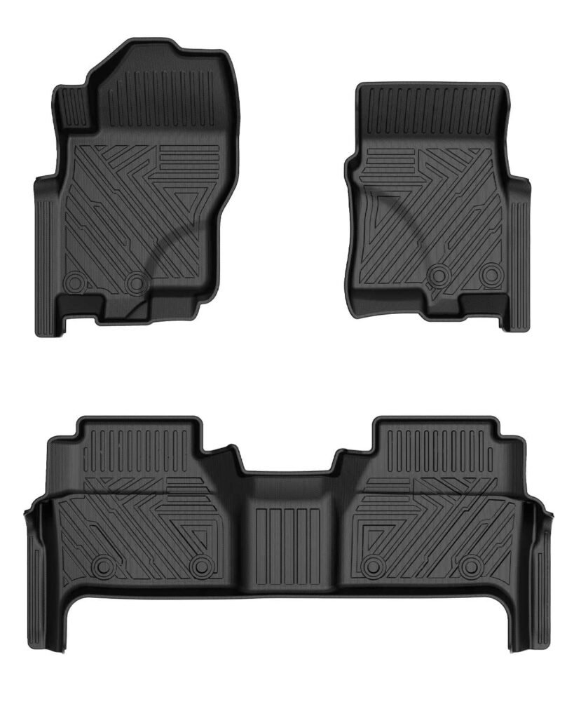 Mixsuper Liner Floor Mats for 2022-2025 2026 Nissan Frontier Crew Cab (Not Fit King Cab) with 2nd Row Under-Seat Storage, All Weather Floor Liners 1st and 2nd Row Set Black