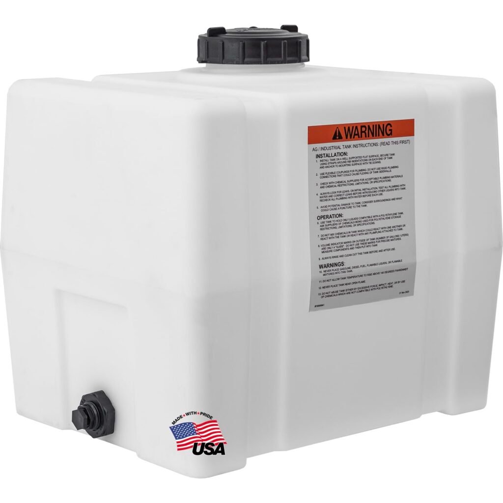 RomoTech 82123909 Horizontal Square Reservoir Water Tank, 30 Gallon, Made In USA, Natural Poly Tank