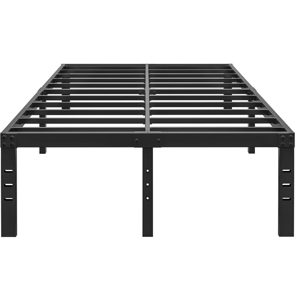 HOBINCHE 16 Inch California King Size Bed Frame - No Box Spring Needed Heavy Duty Black Metal