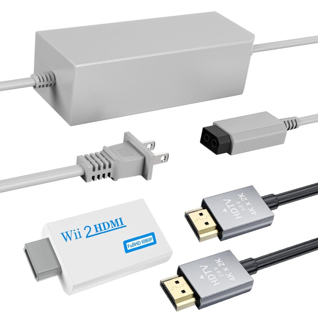 LA NREUCETS 3 in 1 Wii to HDMI Converter, Come with Power Cord AC Adapter Supply and 4.92FT High