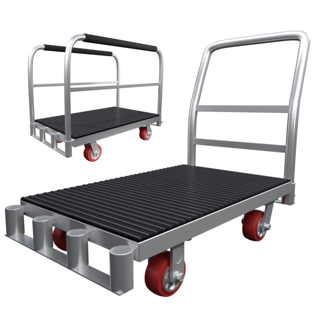 2IN1 Heavy Duty Panel Truck, 42" x 24" Platform Cart w/Rubber Mat & 3 Handrails, 2500 lbs Capacity Drywall & Lumber Cart, Flatbed Cart w/2 Swivel Casters, All-Steel Hand Truck Push Cart