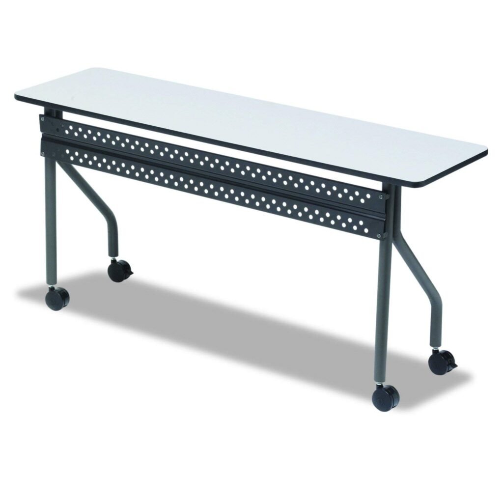 Iceberg Officeworks Mobile Training Table with Two Locking Wheels, Gray and Charcoal, 72" L x 18" W x 29" H