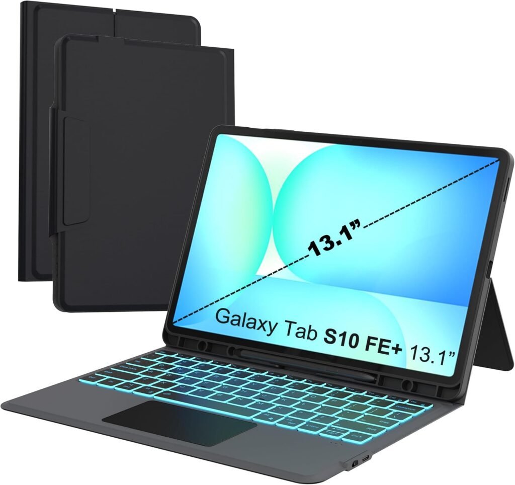ROOFEI Galaxy Tab S10 FE+ 13.1" Keyboard Case with Backlit Keyboard and Touchpad