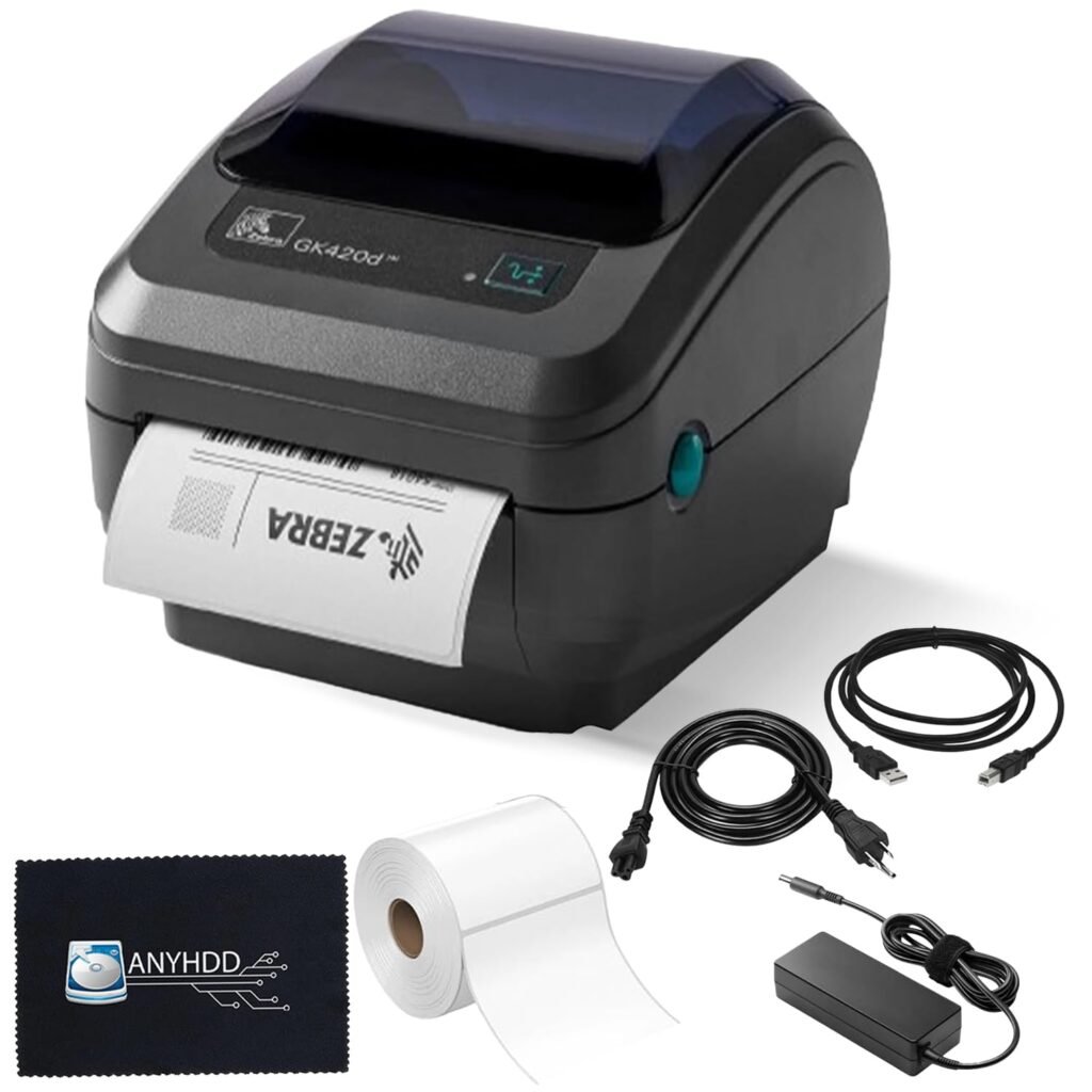 Zebra GK420D Direct Thermal Label & Barcode Printer Bundle - 1 Year Warranty - Ethernet Connectivity