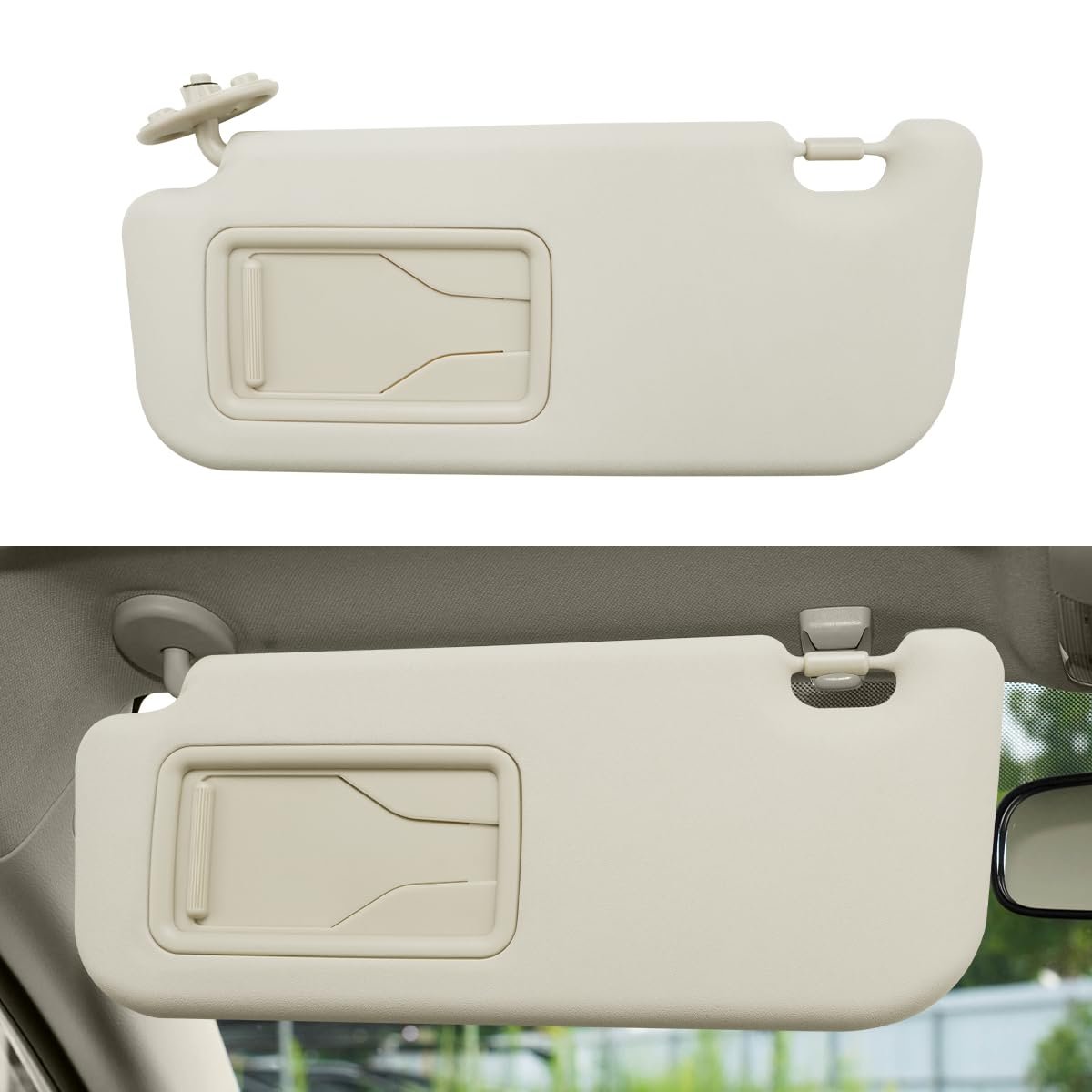 INTGET Beige Driver Side Sun Visor with Mirror for Toyota Corolla 2019-2024