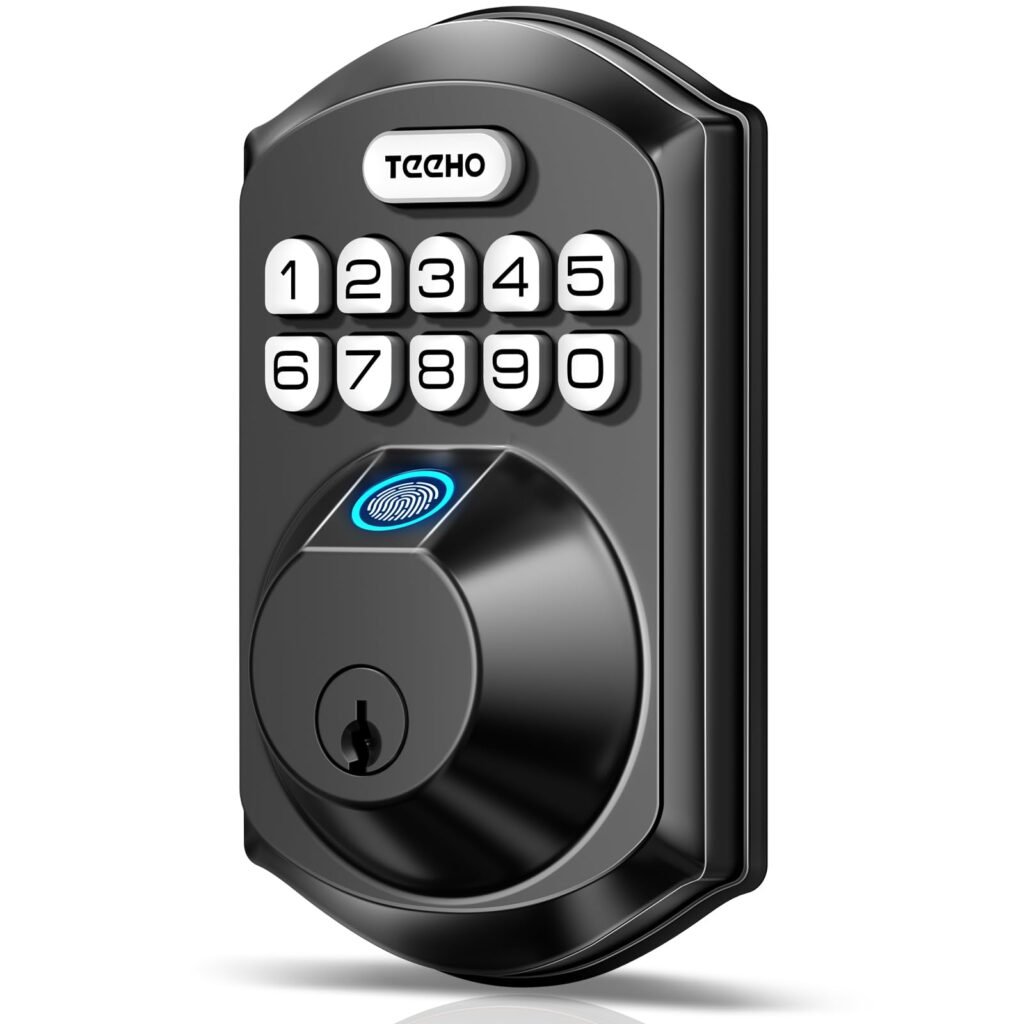 TEEHO TE002 Fingerprint Door Lock - Keyless Entry Door Lock - Electronic Keypad Deadbolt - Smart Locks for Front Door - Auto Lock - Easy Installation - Matte Black