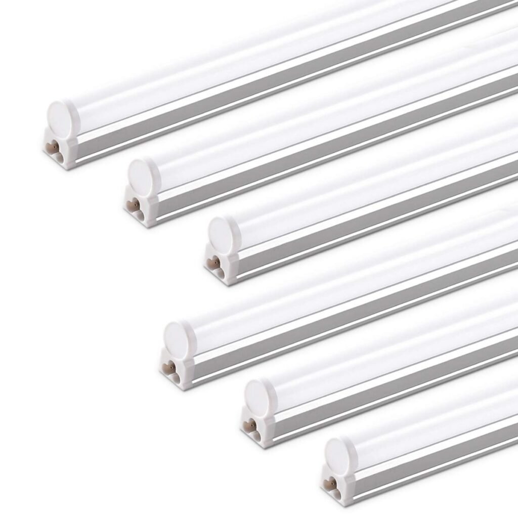 Barrina (6 Pack LED T5 Integrated Single Fixture, 4FT, 2200lm, 6500K Super Bright White, 20W Utility