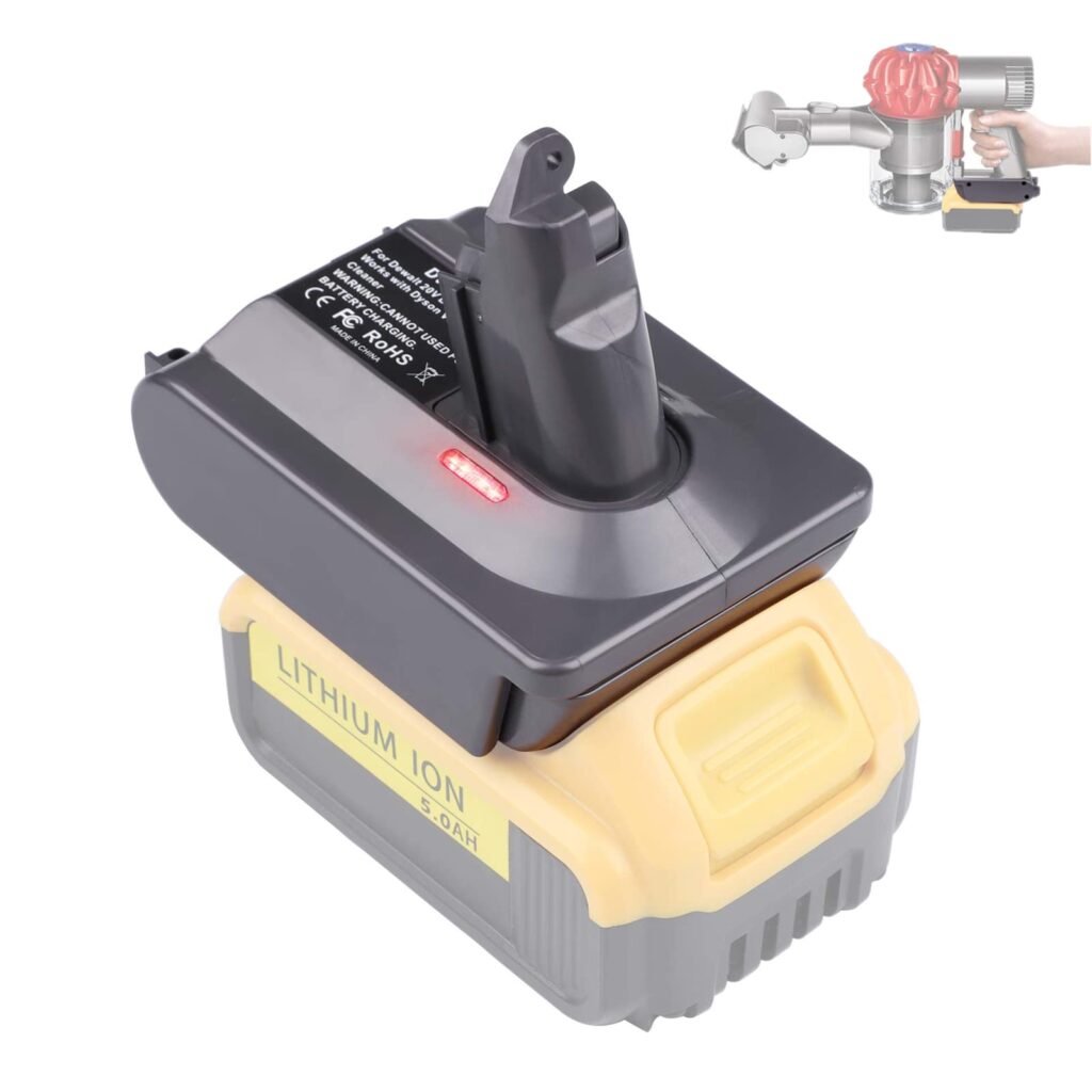V6 Adapter for Dewalt 20V Lithium Battery Converter to Replace for Dyson V6 Battery, Works with Dyson V6 Series DC58 DC59 DC61 DC62 SV03 SV04 SV06 Motorhead Animal Absolute Handheld Vacuum Cleaner