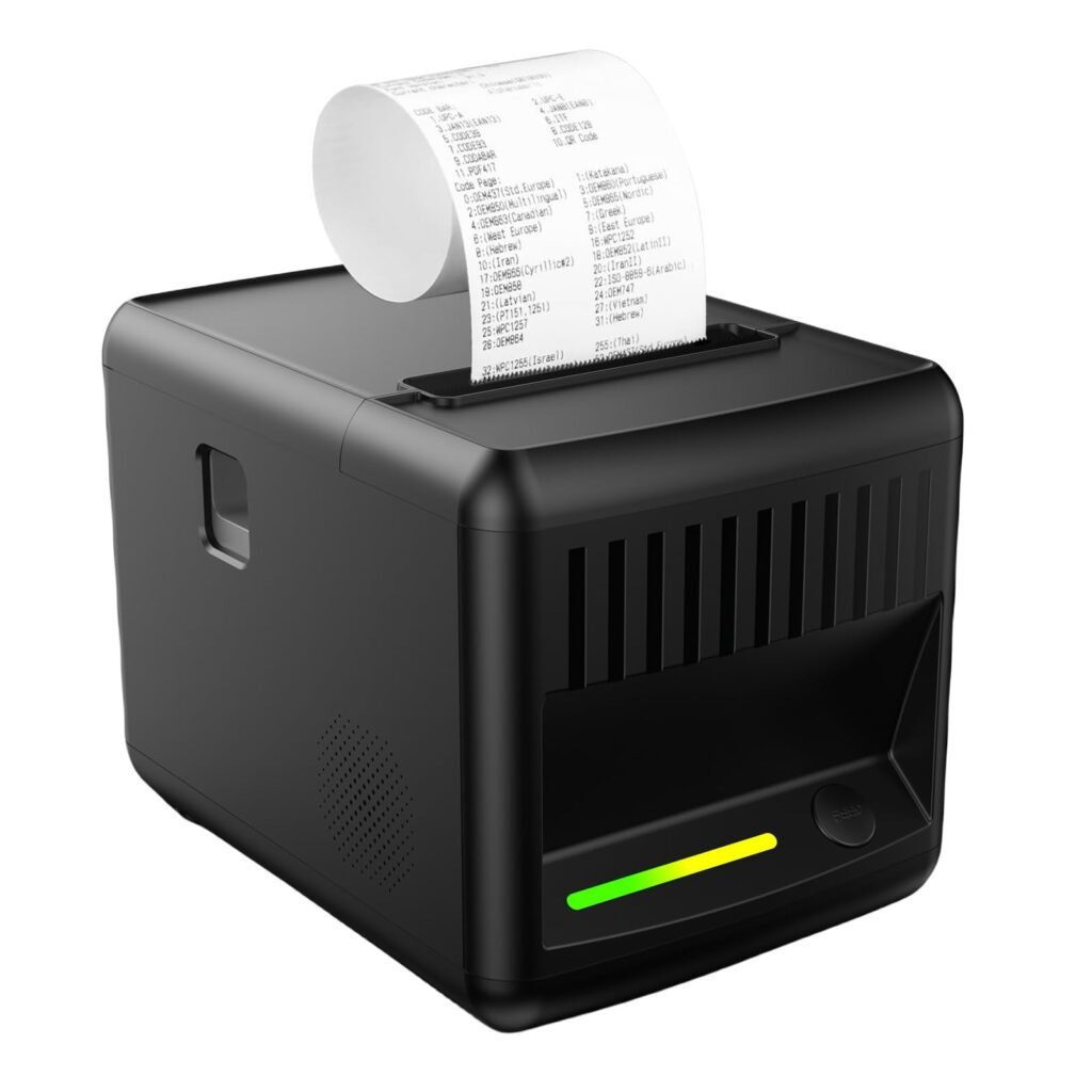YIRIGUI POS Receipt Printer, 80mm Thermal Printer with Auto Cutter, Large-Capacity Paper Bin, Wall-Mountable, High-Speed Printing, Compatible with Shopify, Cash Drawer, Fits Catering/Retail/Logistics