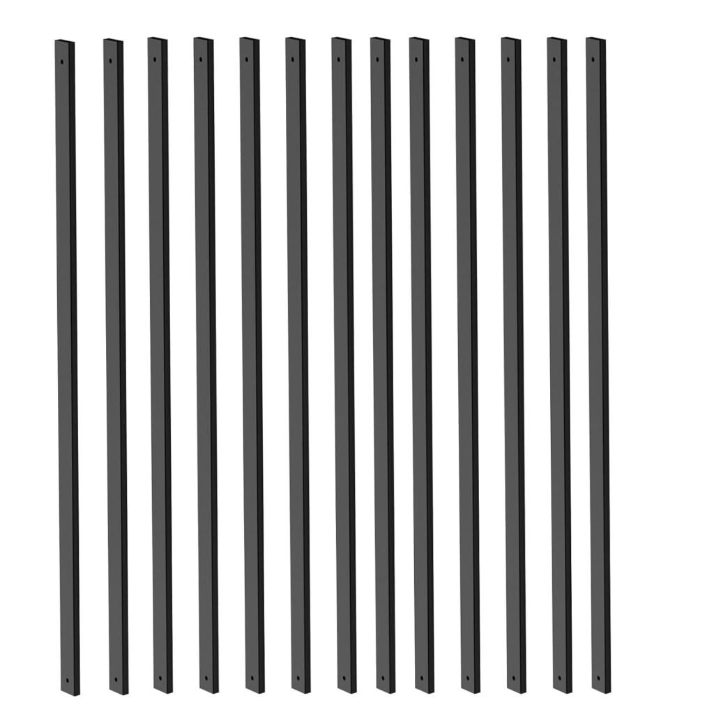 100 Pack 32.25 inch Deck Balusters with End Caps&Screws-Upgraded Rectangle Metal Railing Spindles Kit for Decks,Porch,Staircase,Outdoor Balustrade