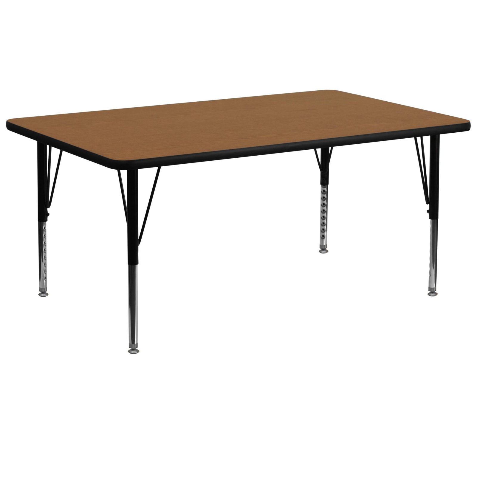 Short Height Adjustable Legs for Rectangular Oak Laminate Activity Table 30"W x 72"L (Includes Adjustable Legs Only)