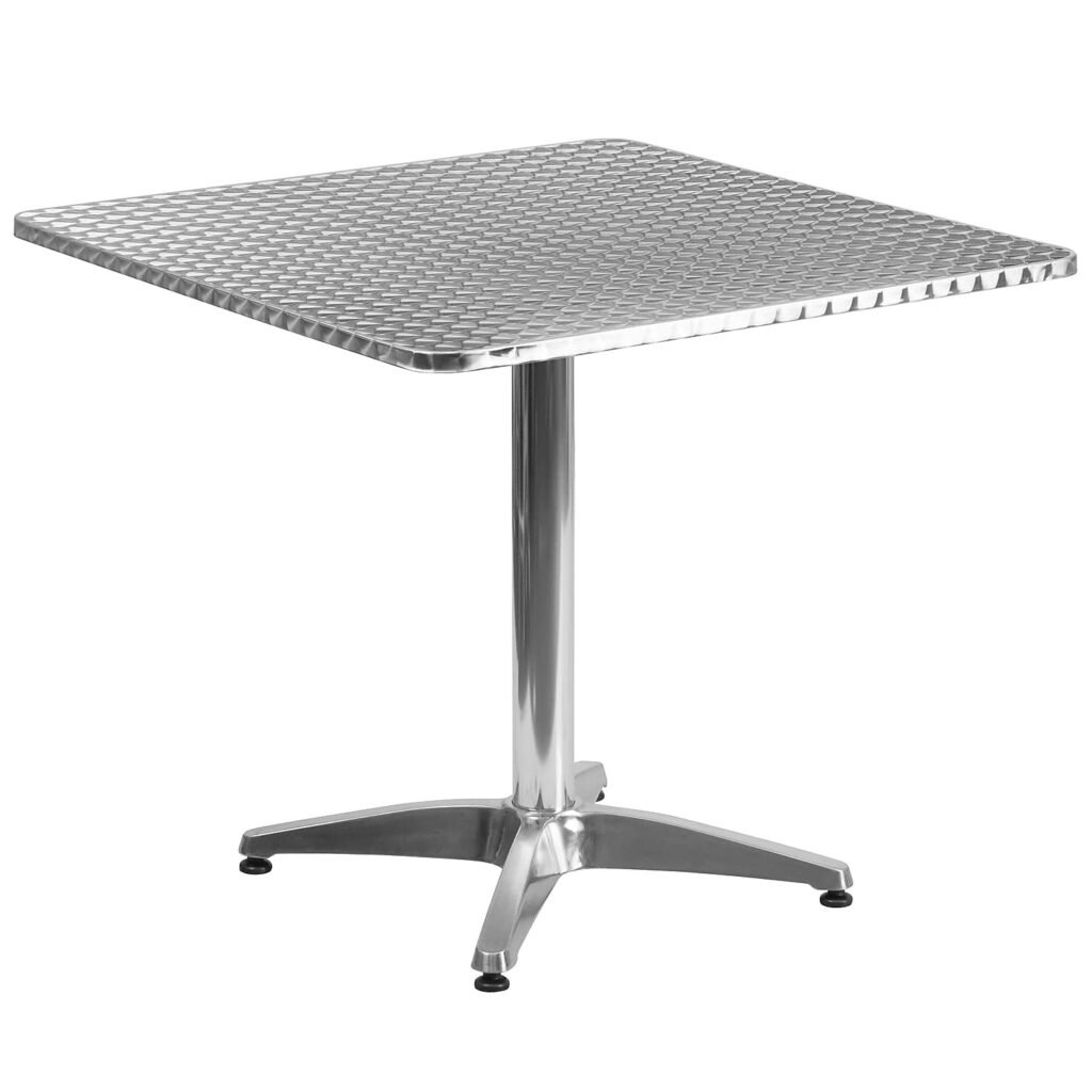 Flash Furniture Mellie Commercial Grade 31.5" Square Aluminum Indoor-Outdoor Table with Base