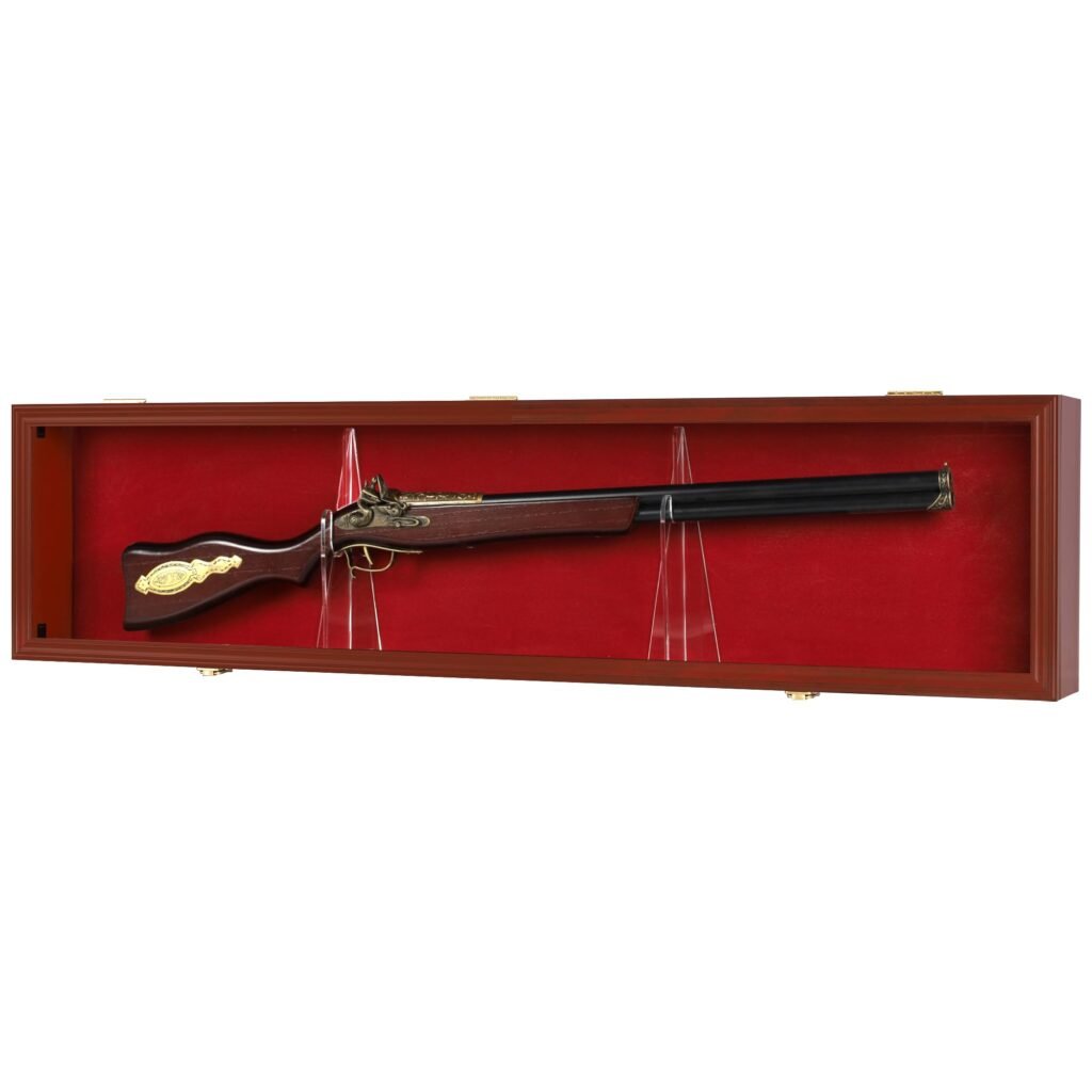 [MAJOR DAMAGE] 43" / Display Case Wall Rack Cabinet w/UV Protection, Lock, GN18(RED) (Mahogany)