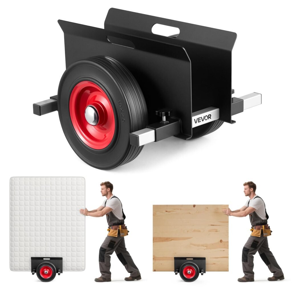 VEVOR Panel Dolly, 1000 LBS Load Capacity, Drywall Mover with 10 Inch Rubber Wheels Fits Different