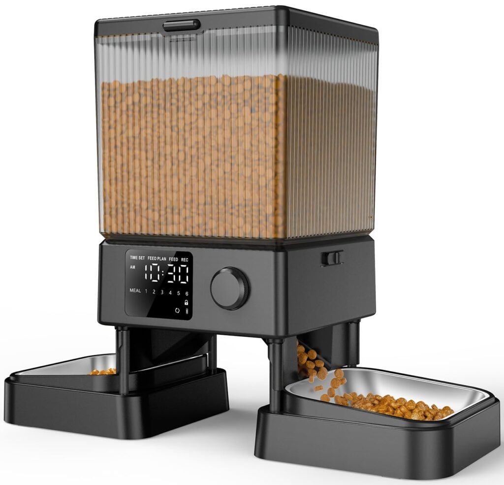 oneisall Automatic Cat Feeder for 2 Cats, 20 Cups/5L Automatic Cat Food Dispenser for Small Pets