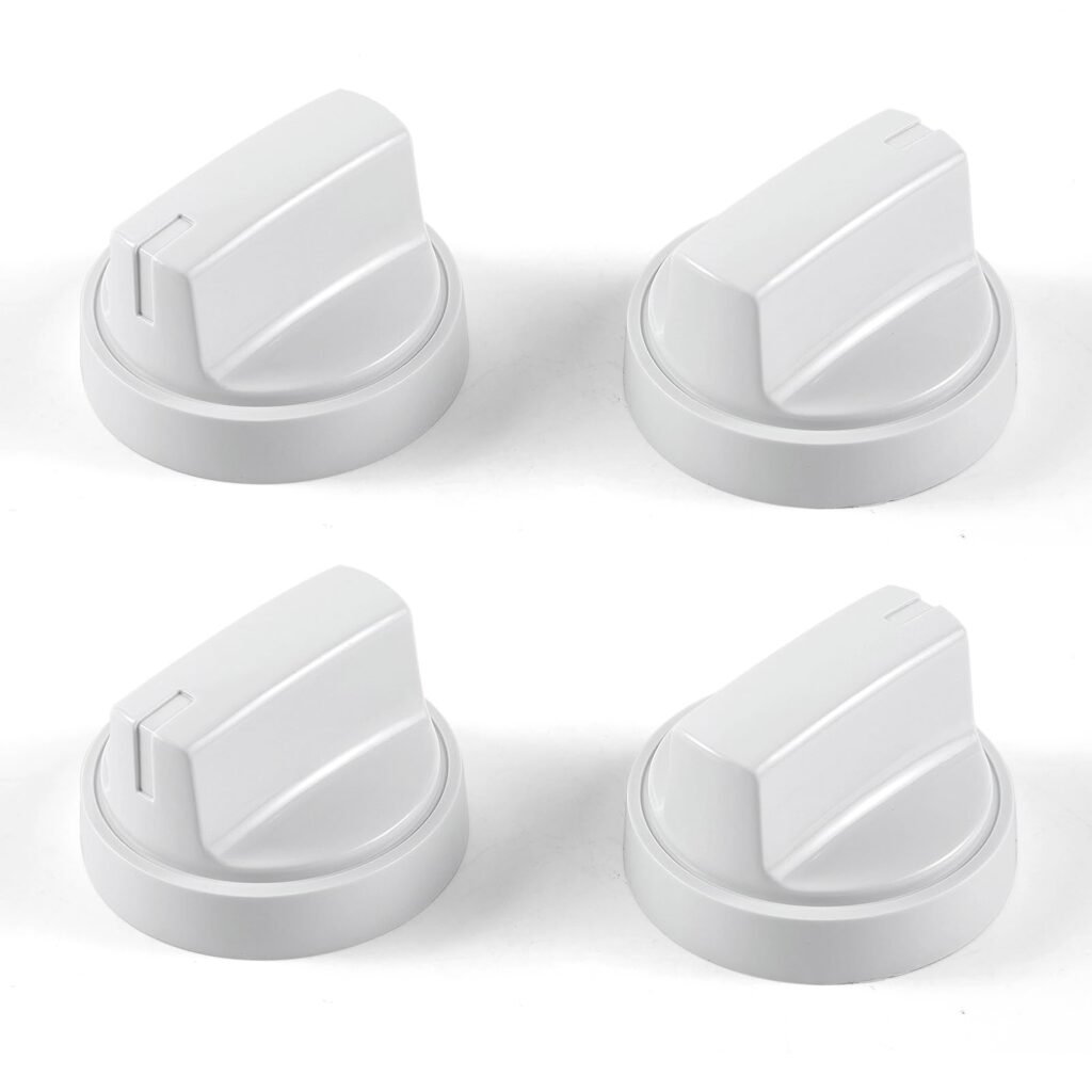 Update WB03X24952 191D8446 Stove Knobs Replacement for GE Stove Parts GE Range Parts JB625DK2WW JB645DK2WW White Plastic Burner Control Knobs Range Oven Cooktop Knobs White