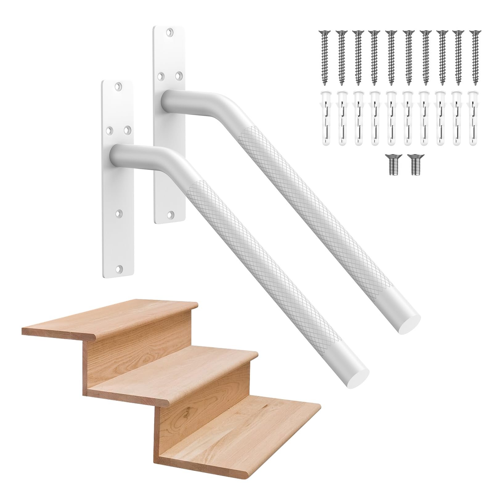 Munzong 16 Inch White Stair Handrail for 1-3 Steps