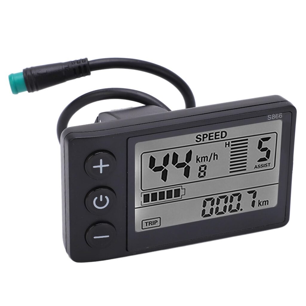 S866 Electric Bicycle LCD Display Meter, 24V 36V 48V Display Meter Control Panel with Plug UART