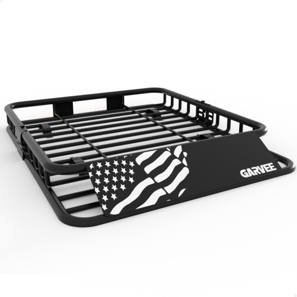 GarveeLife 46" x 36" Universal Roof Rack Cargo Carrier Basket, 200 Lbs Capacity Rooftop Cargo Rack, Car Top Luggage Holder Basket Heavy Duty for SUVs, Trucks, Vehicles