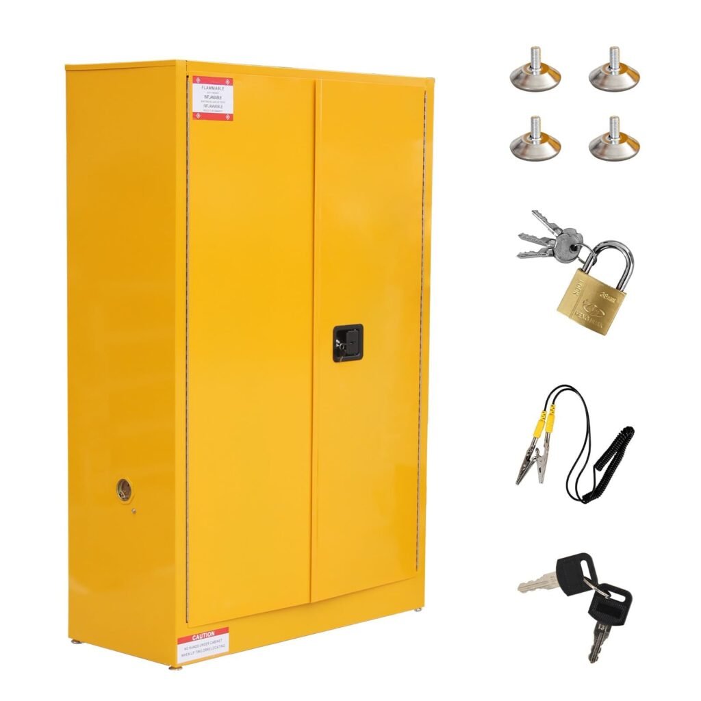 ExploreHorizon 45 Gal Flammable Safety Cabinet, 43" x 18" x 65" Galvanized Steel Flammable Liquid