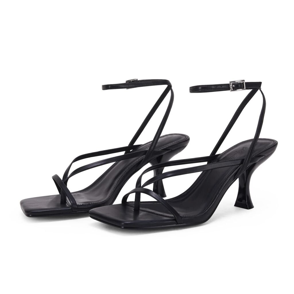 PiePieBuy Womens Kitten Heel Sandals Square Open Toe Ankle Buckle Strap Dress Shoes