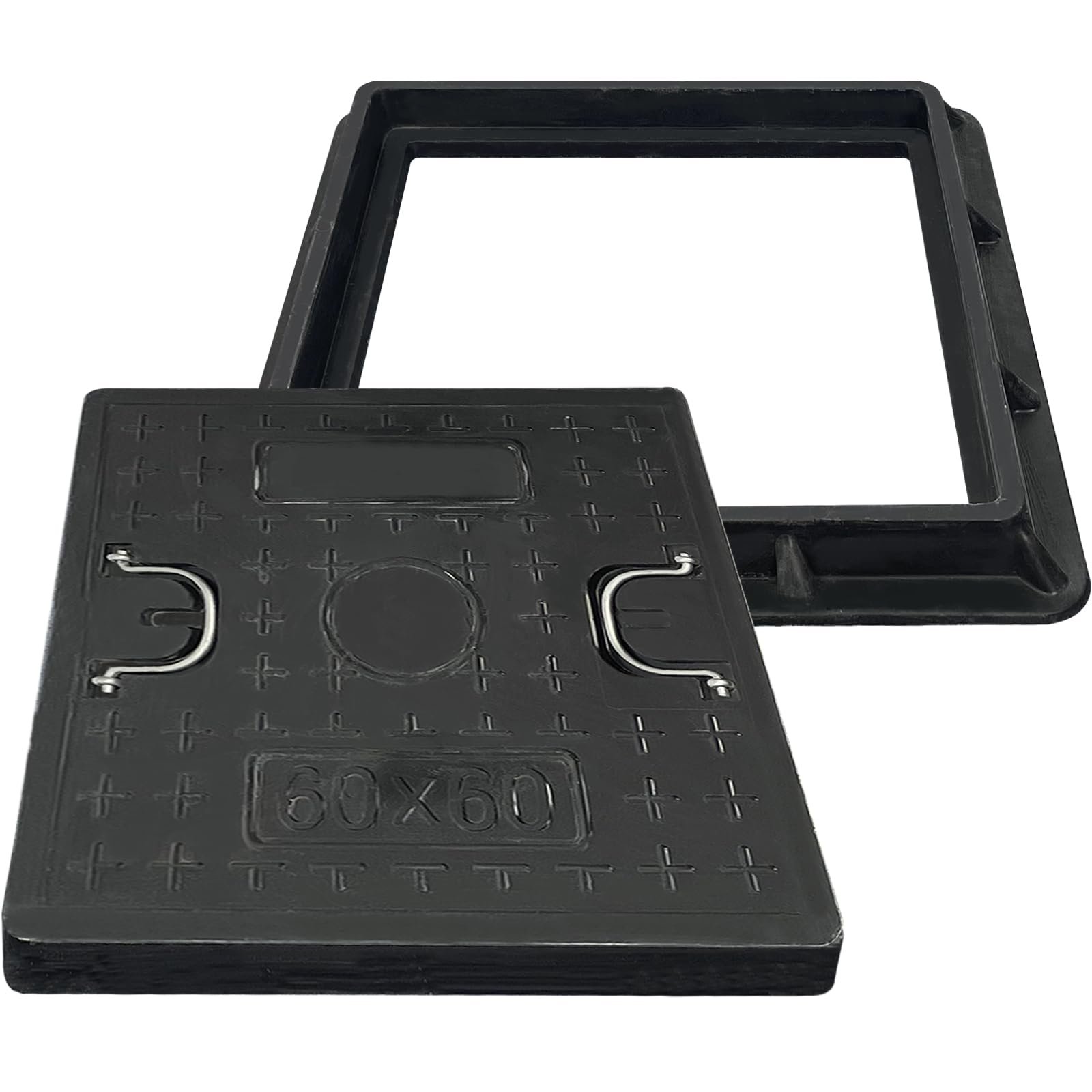 TONGMO 24x24 Inch Square Manhole Cover and Frame - Black