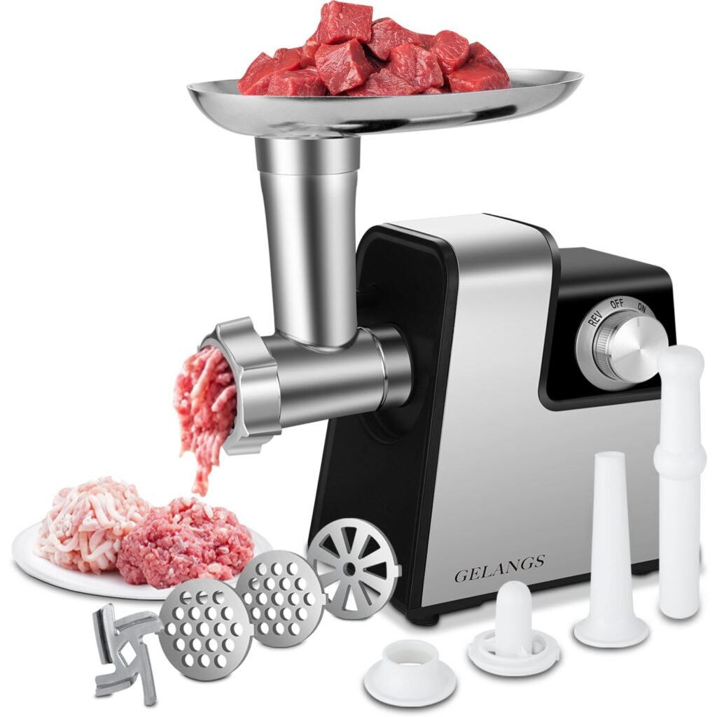 Electric Meat Grinder?350W(2800W Max) Sausage Stuffer Maker with Sausage Stuffer Tubes & Kubbe Kit?Food Grinder with Blade & 3 Plates For Home Kitchen Use