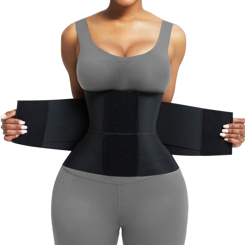 FeelinGirl Women Corset Workout Waist Trainer Belt Tummy Control Waist Cincher Sport Waist Trimmer Black XL