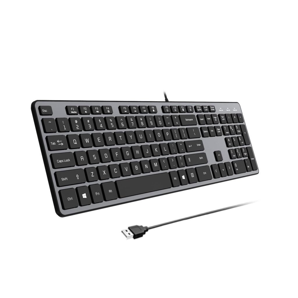 B.FRIENDIT USB Wired Keyboard for Window,Comfortable Quiet Chocolate Keys, Durable Ultra-Slim Wired Computer Keyboard(QWERTY) for PC, Windows 11/10/8/7/XP/Vista KB1430