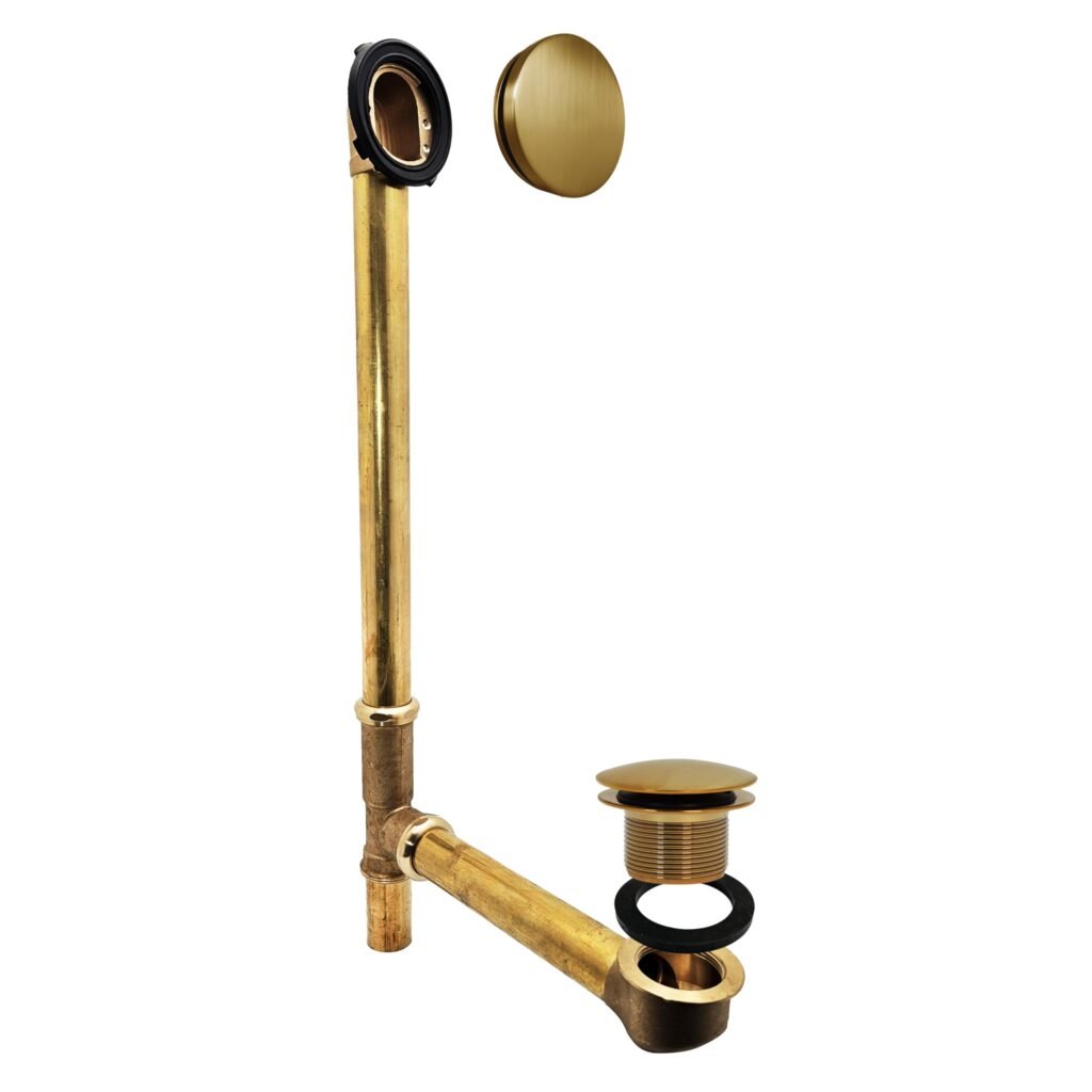 Westbrass D326H-18 22" 17 Ga. Brass Bath Waste & Overlfow Assembly with Tip-Toe Drain Plug and Illusionary Faceplate, Brushed Bronze