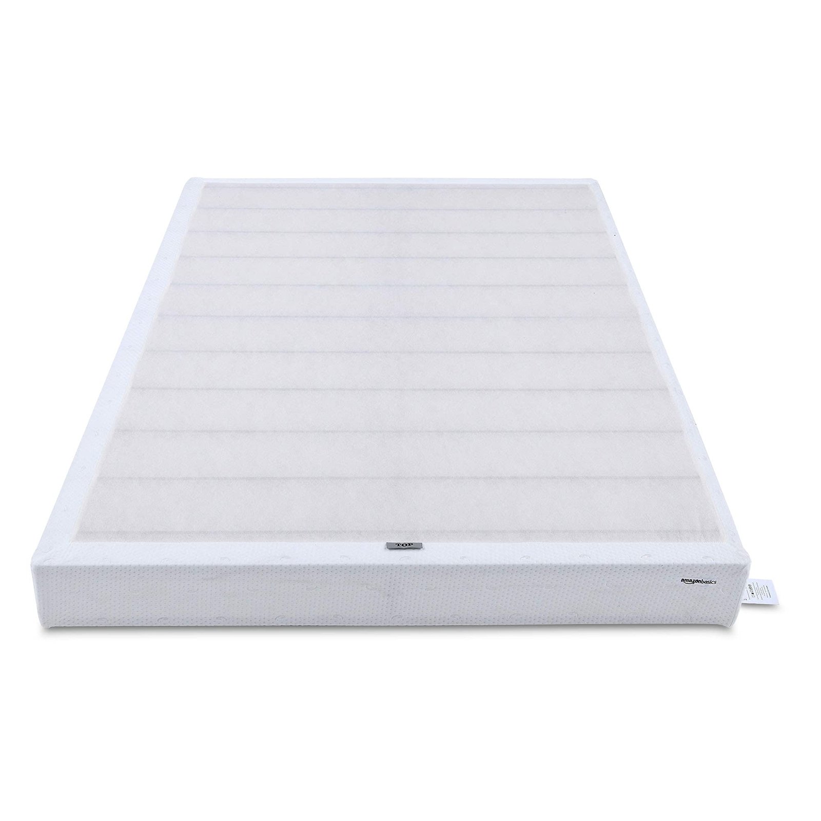 Amazon Basics Smart Box Spring Bed Base, 9-Inch Height Mattress Foundation, Tool-Free Easy Assembly, Queen, 79"L x 59.5"W x 9"H, White